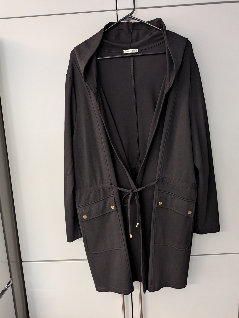 Dex Black Hooded Tie-Waist Jacket